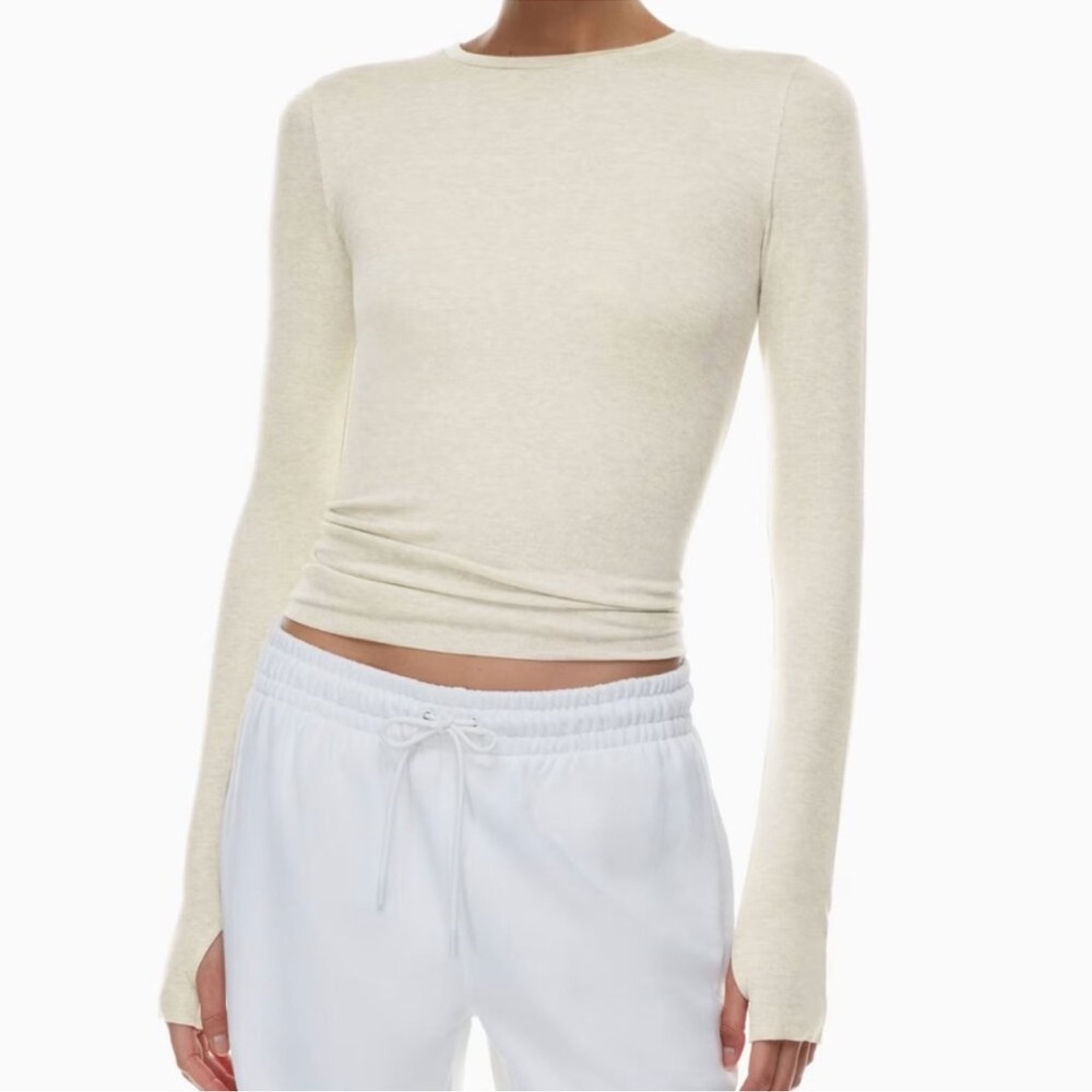 NWT Aritzia Babaton heather Birch destination long sleeve thin stretchy tee